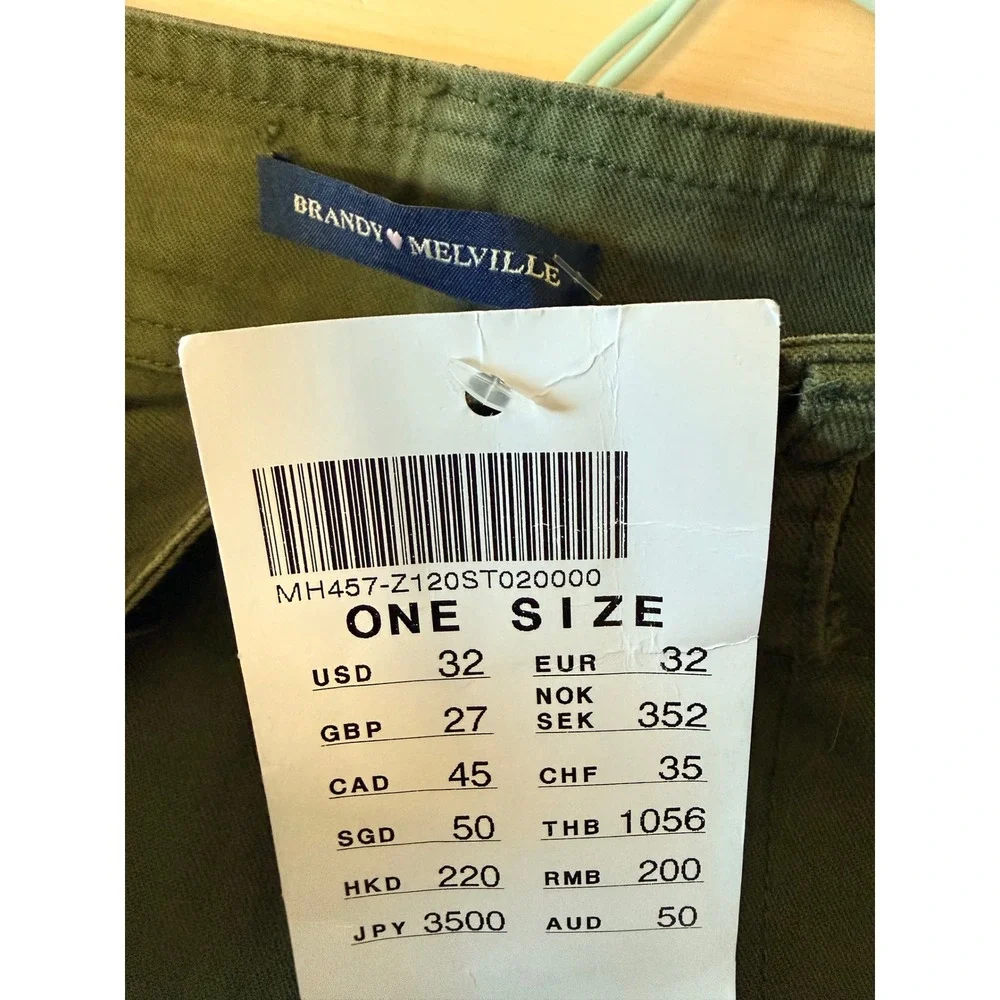 Brandy Melville Olive Green Cargo Mini‎ Skirt One Size MH457-Z120 Utility Mini